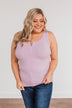 Uplifting Spirits Button Henley Tank Top- Lilac