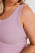 Uplifting Spirits Button Henley Tank Top- Lilac