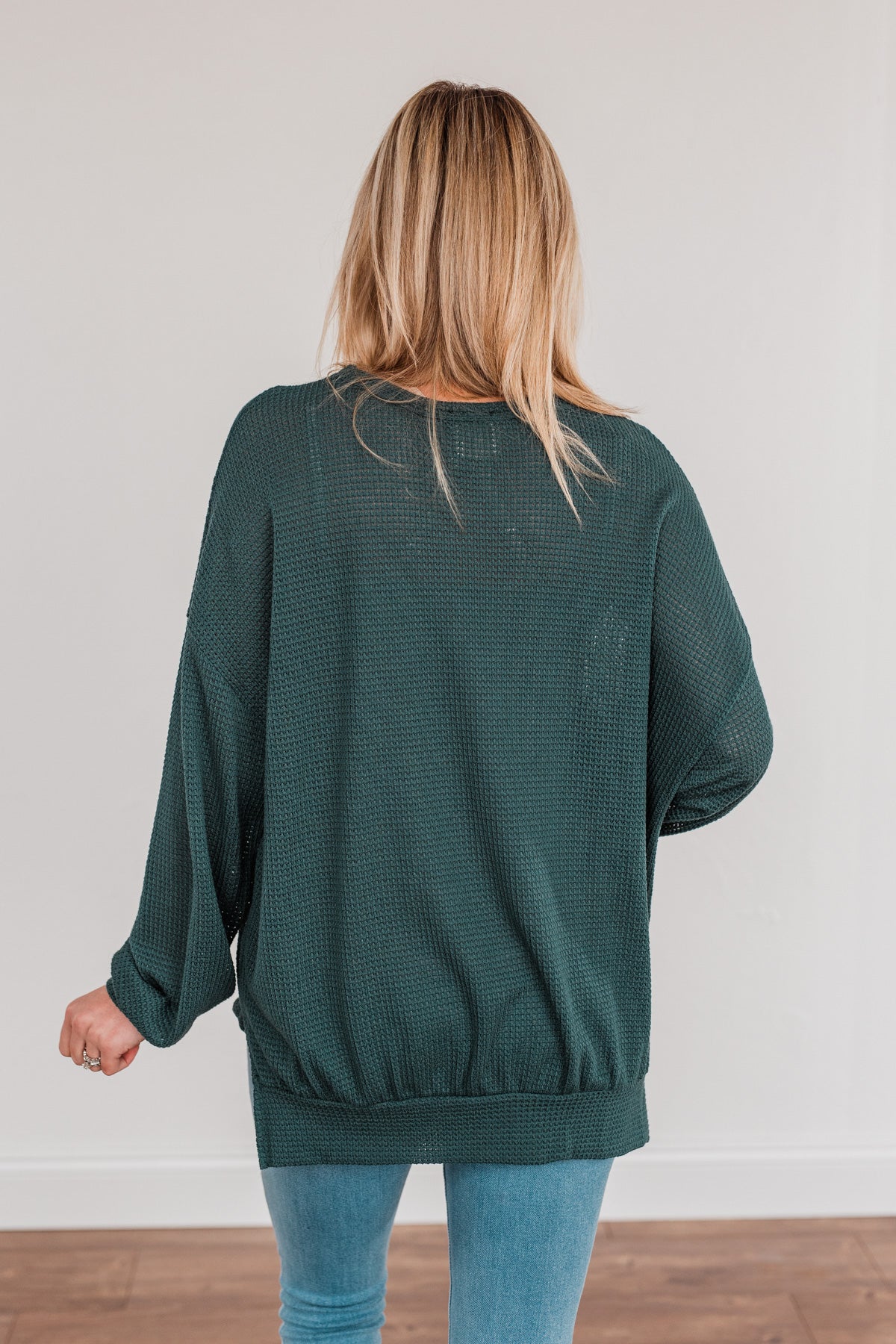 Fleeting Glances Knit Long Sleeve Top- Dark Teal