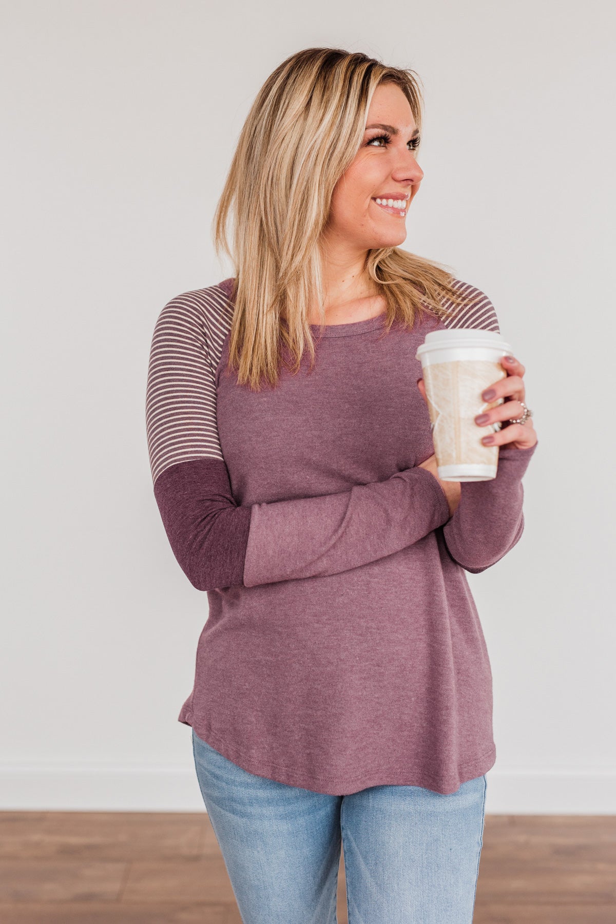 Compliment Me Striped Color Block Top- Dark Lavender