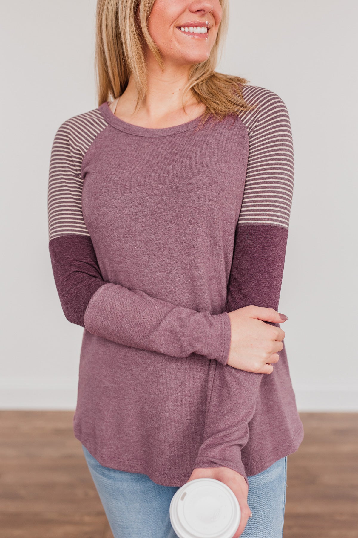 Compliment Me Striped Color Block Top- Dark Lavender