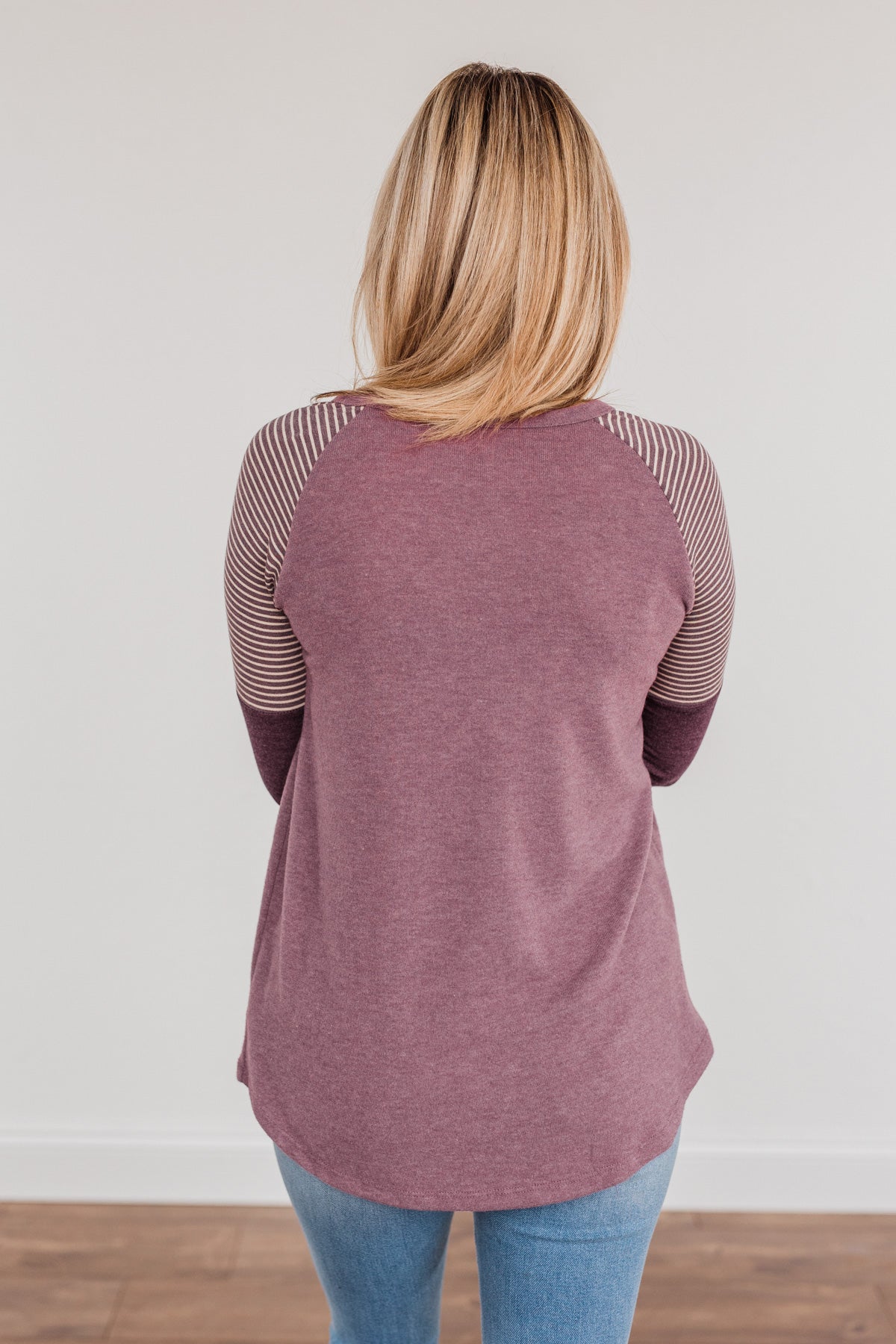 Compliment Me Striped Color Block Top- Dark Lavender