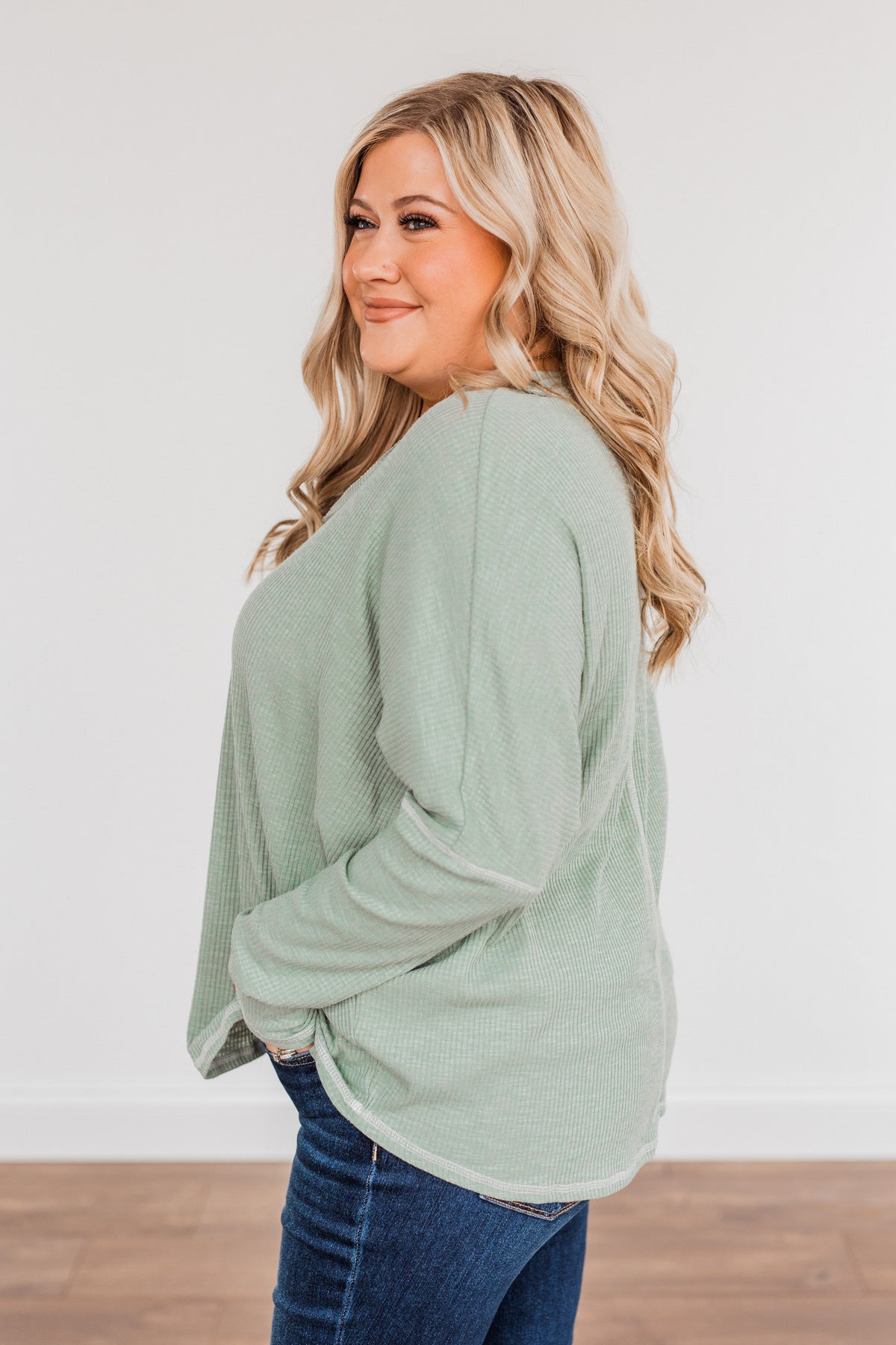 Purely Stunning Long Sleeve Knit Top- Sage
