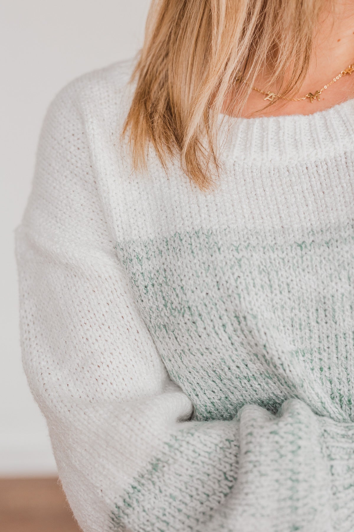 Warm Hugs Knit Color Block Sweater- Light Sage