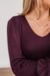 Enchanting Looks Long Sleeve Bodysuit- Dark Plum