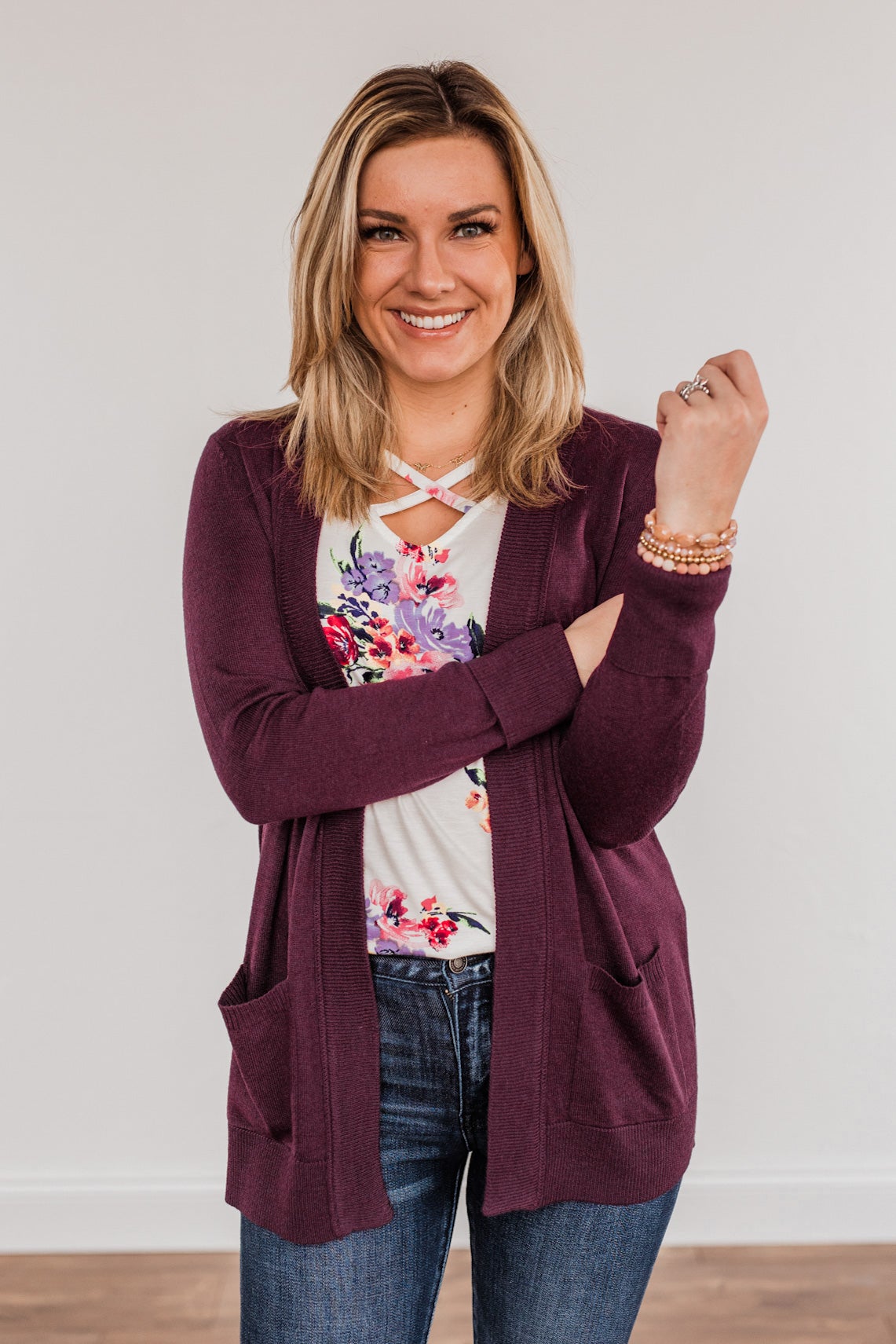 Dance Under The Stars Lightweight Cardigan- Plum