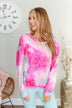 Nice To Notice Long Sleeve Top- Fuchsia, Peach, Sky Blue