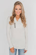 Give Me Time Zipper Pullover Top - Cream