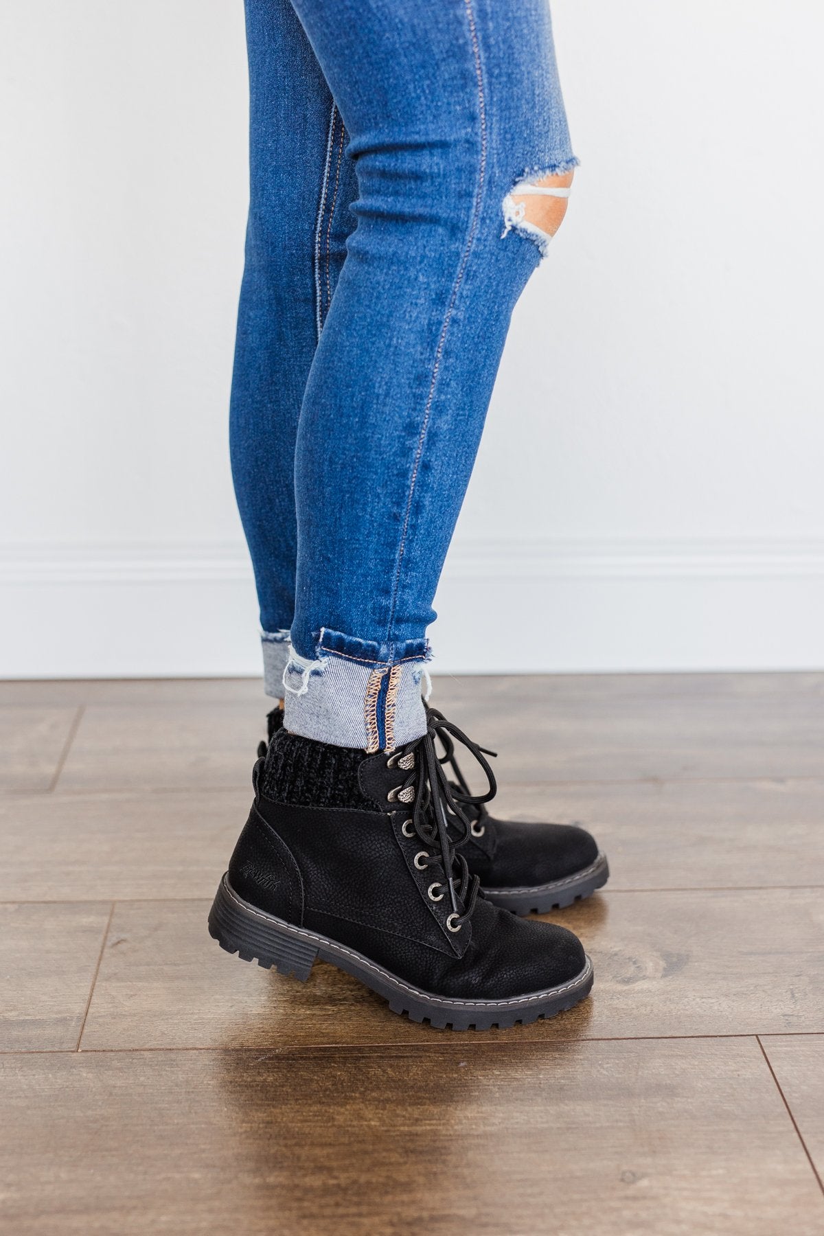 Blowfish Ruthey Booties- Black Saddlerock & Vanity Knit