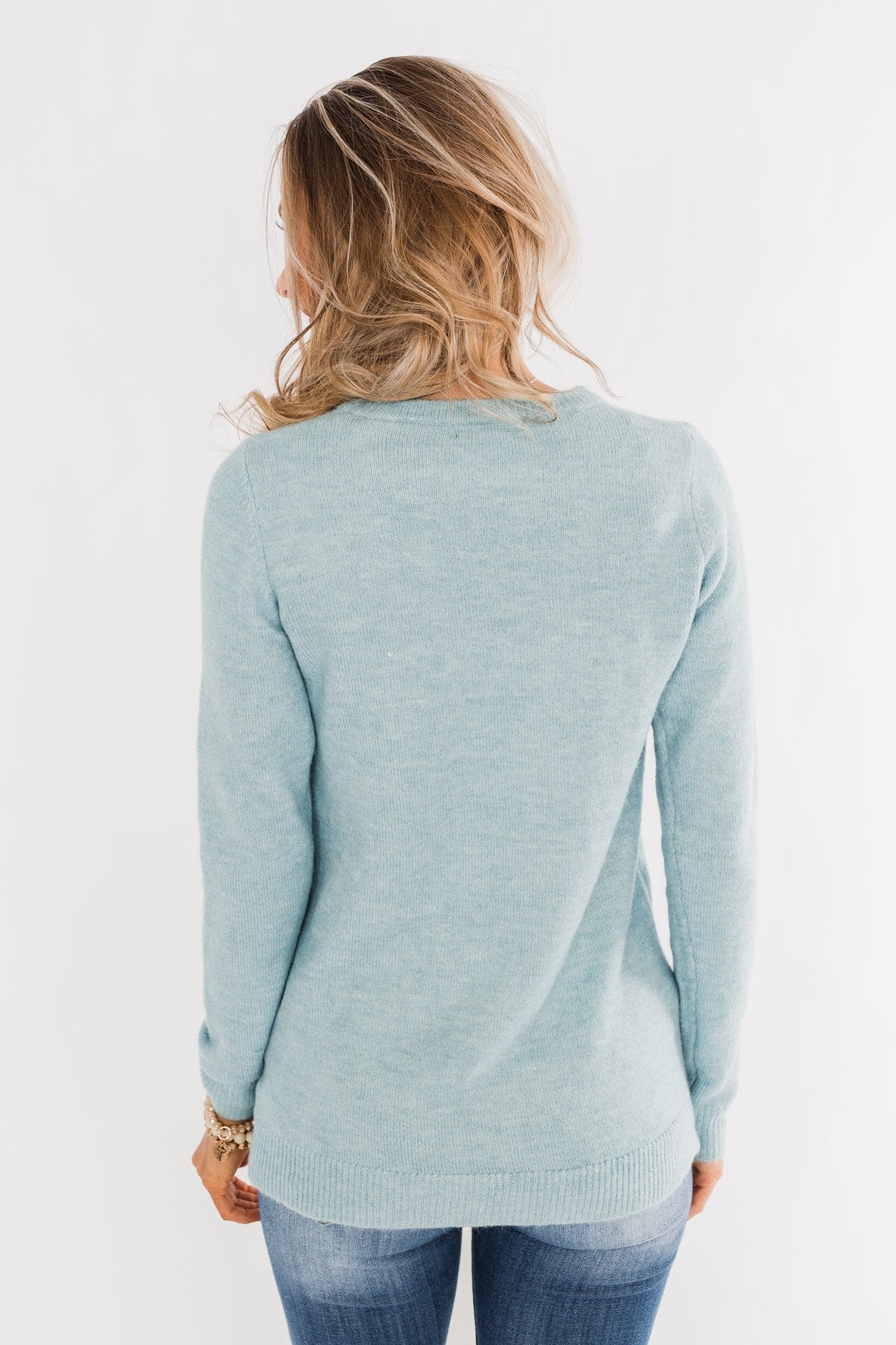 Make A Wish Knit Sweater- Sky Blue
