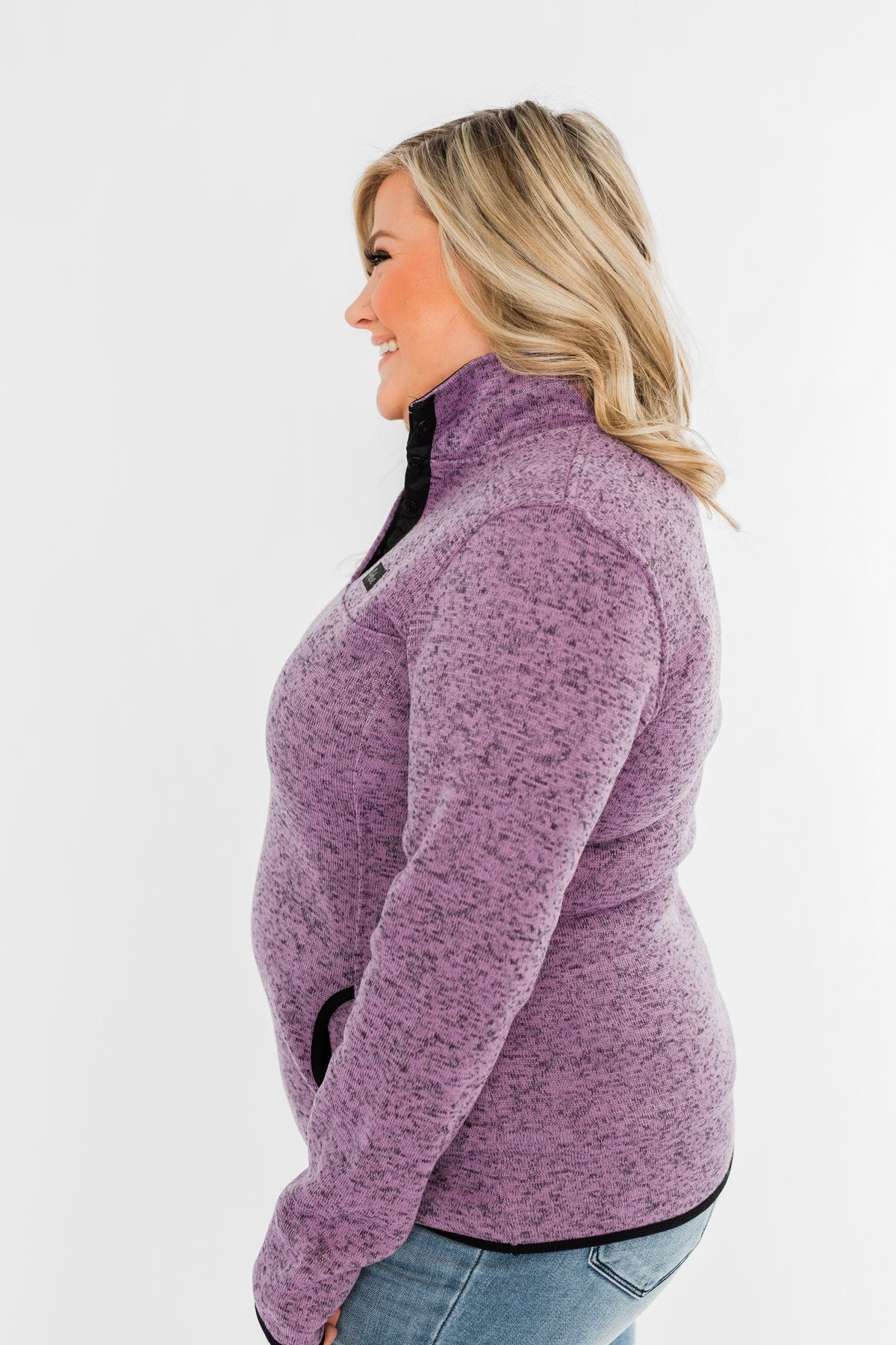 Pulse Exclusive Quarter Button Pullover- Heathered Purple