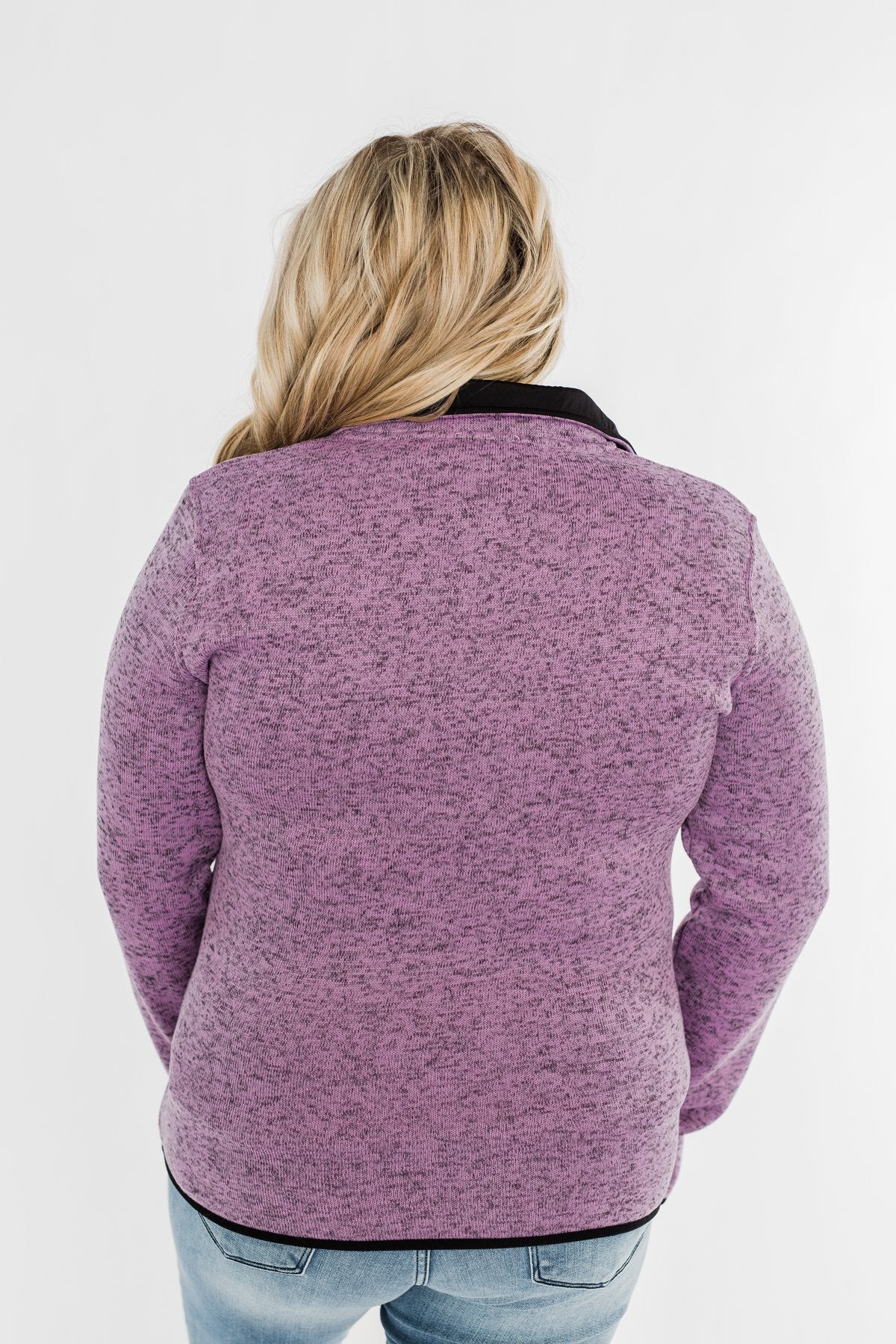 Pulse Exclusive Quarter Button Pullover- Heathered Purple