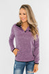 Pulse Exclusive Quarter Button Pullover- Heathered Purple