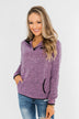 Pulse Exclusive Quarter Button Pullover- Heathered Purple