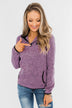 Pulse Exclusive Quarter Button Pullover- Heathered Purple