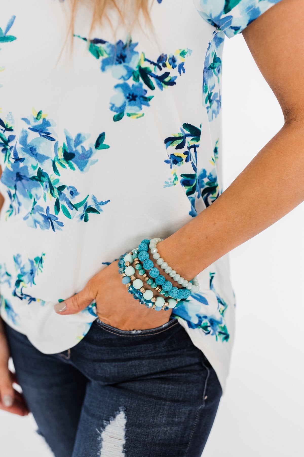 5 Layer Stackable Bracelet Set- Shades of Blue