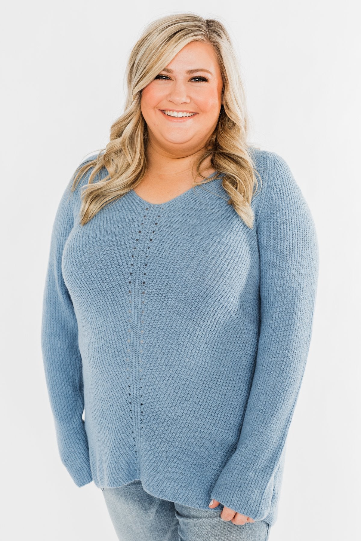 Remind Me Again Knit Sweater- Blue