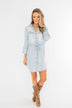 Denim Midi Shirt Dress- Light Wash