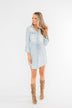 Denim Midi Shirt Dress- Light Wash