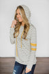 Not Just Another Day ~ Grey & Yellow Striped Hoodie
