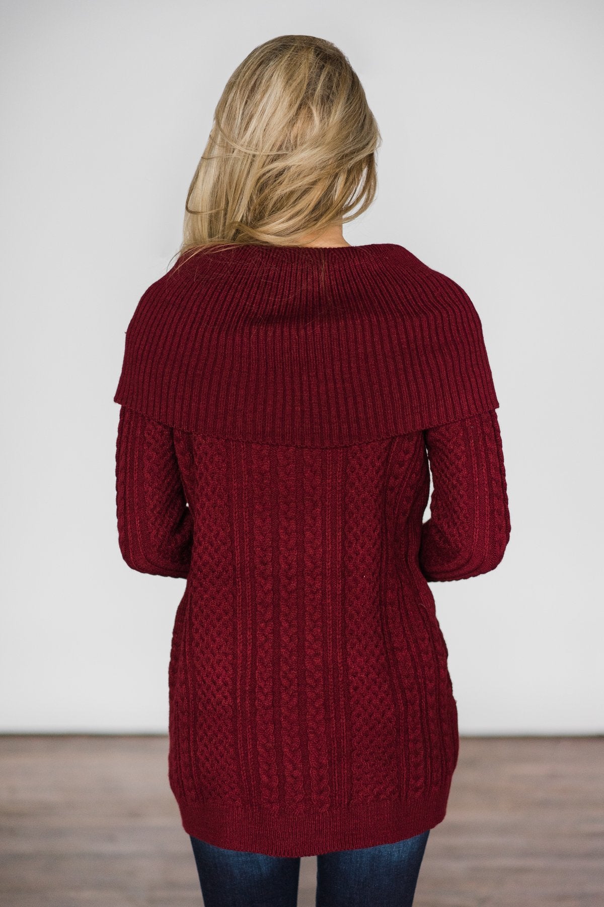 Fold Over Burgundy Sweater