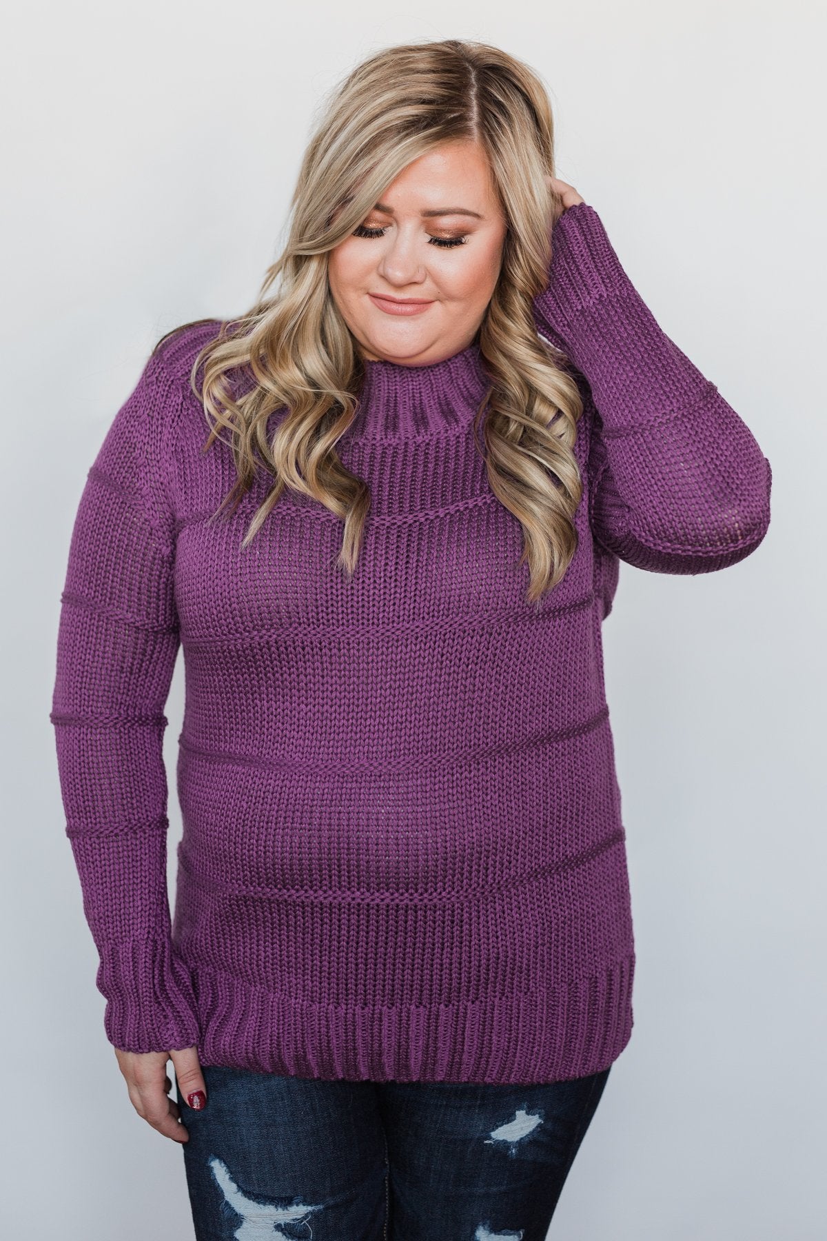 Cuddle Me Close Knitted Sweater- Purple