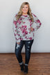Love's in the Air Floral Pullover Top- Grey & Pink