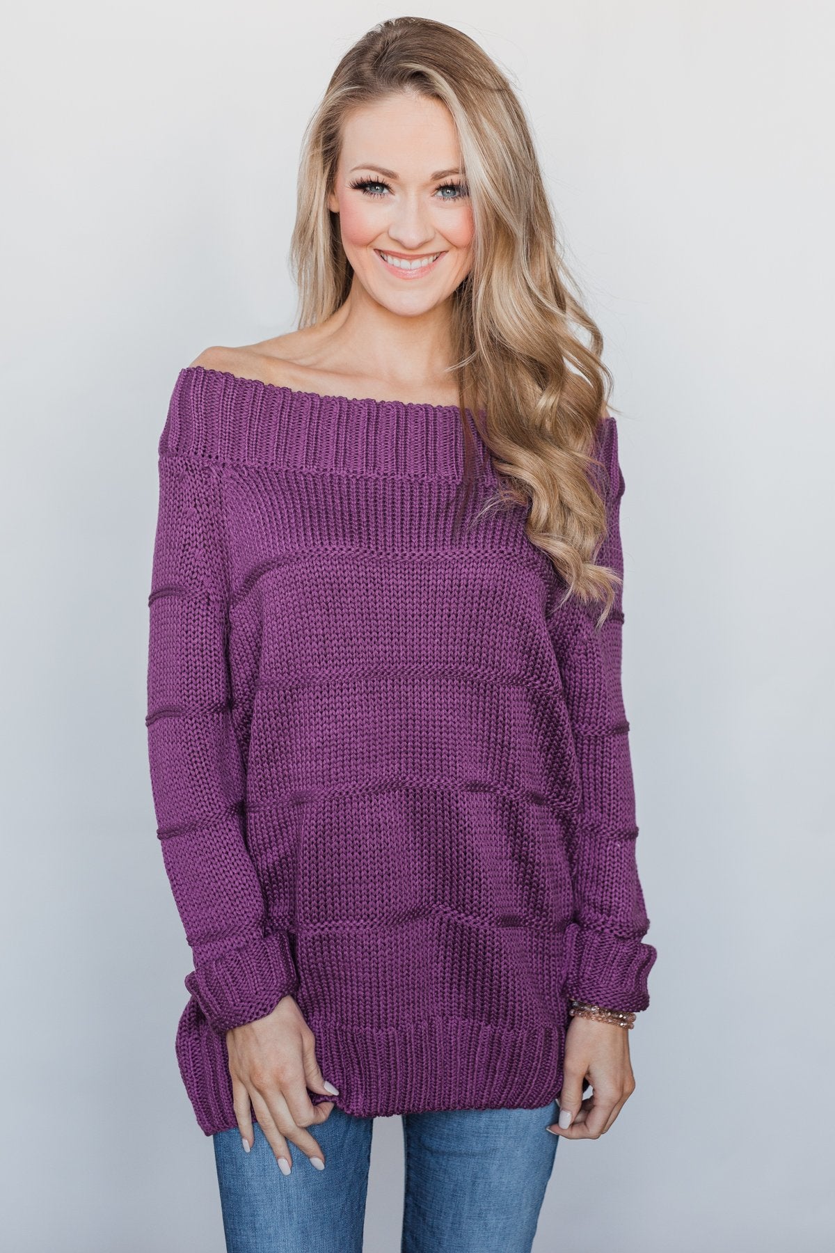 Cuddle Me Close Knitted Sweater- Purple