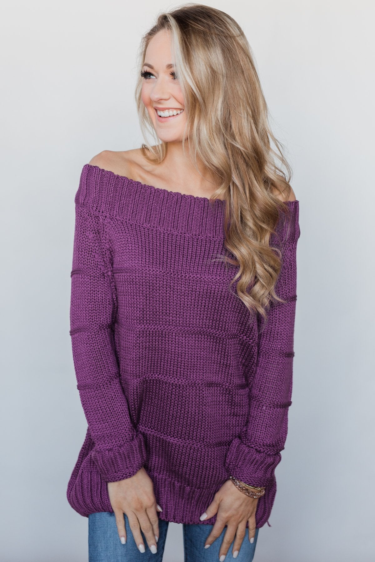 Cuddle Me Close Knitted Sweater- Purple