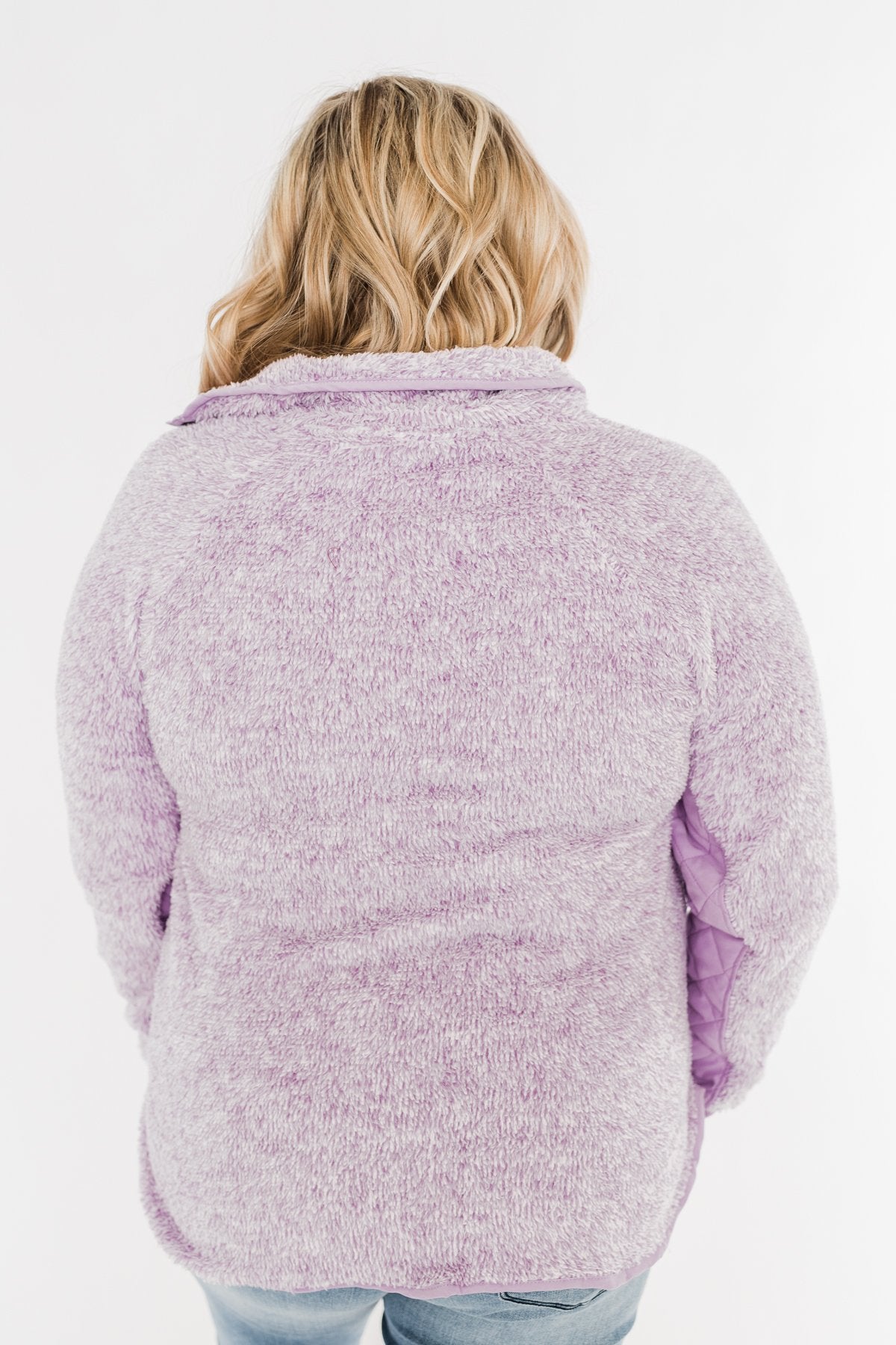 Just My Luck Quilted Sherpa Pullover- Lilac