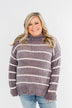 Truly Faithful Striped Sweater- Dusty Lavender