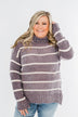 Truly Faithful Striped Sweater- Dusty Lavender