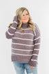 Truly Faithful Striped Sweater- Dusty Lavender