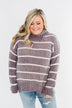 Truly Faithful Striped Sweater- Dusty Lavender