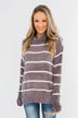 Truly Faithful Striped Sweater- Dusty Lavender