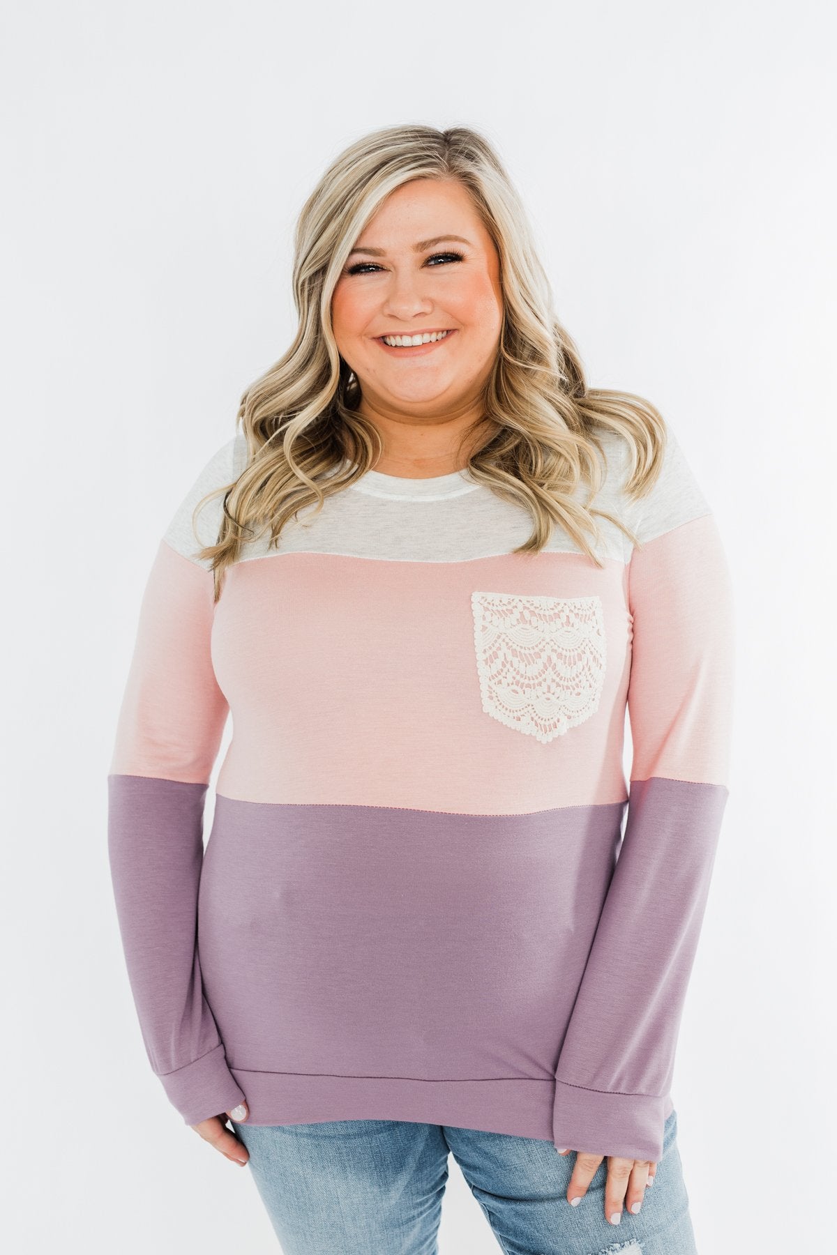 Day Dreamer Color Block Top- Blush & Purple