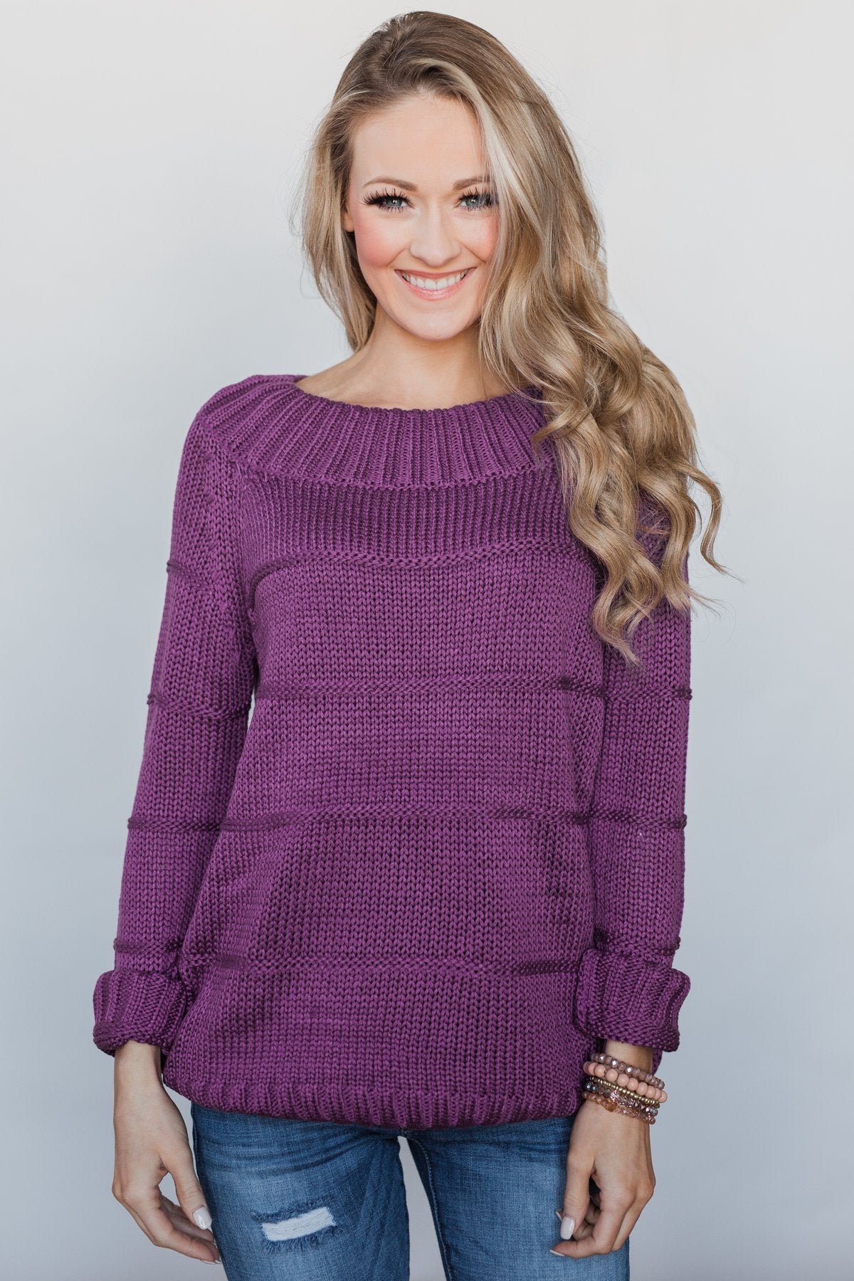 Cuddle Me Close Knitted Sweater- Purple