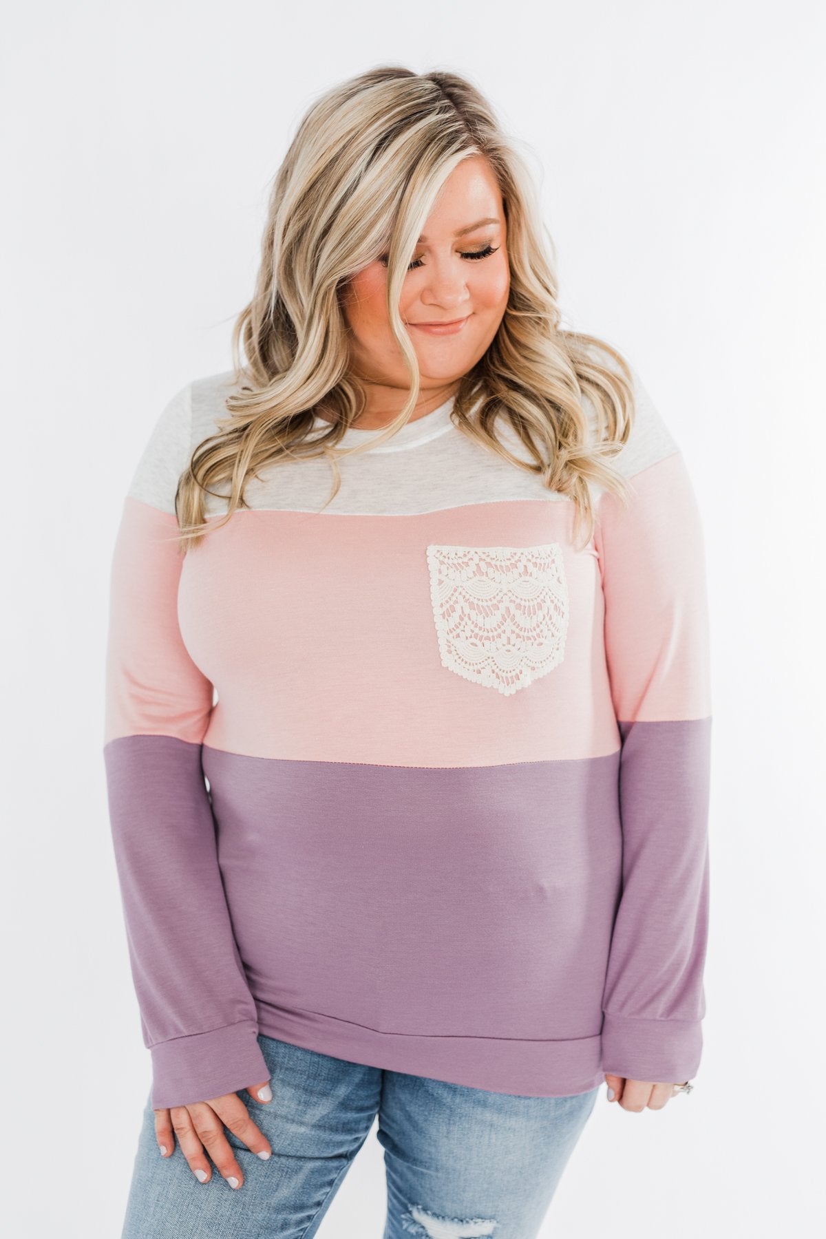 Day Dreamer Color Block Top- Blush & Purple