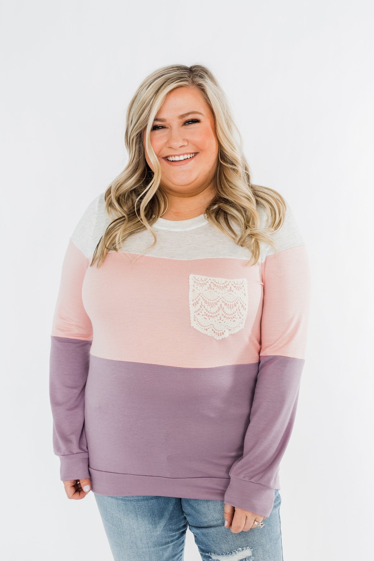 Day Dreamer Color Block Top- Blush & Purple