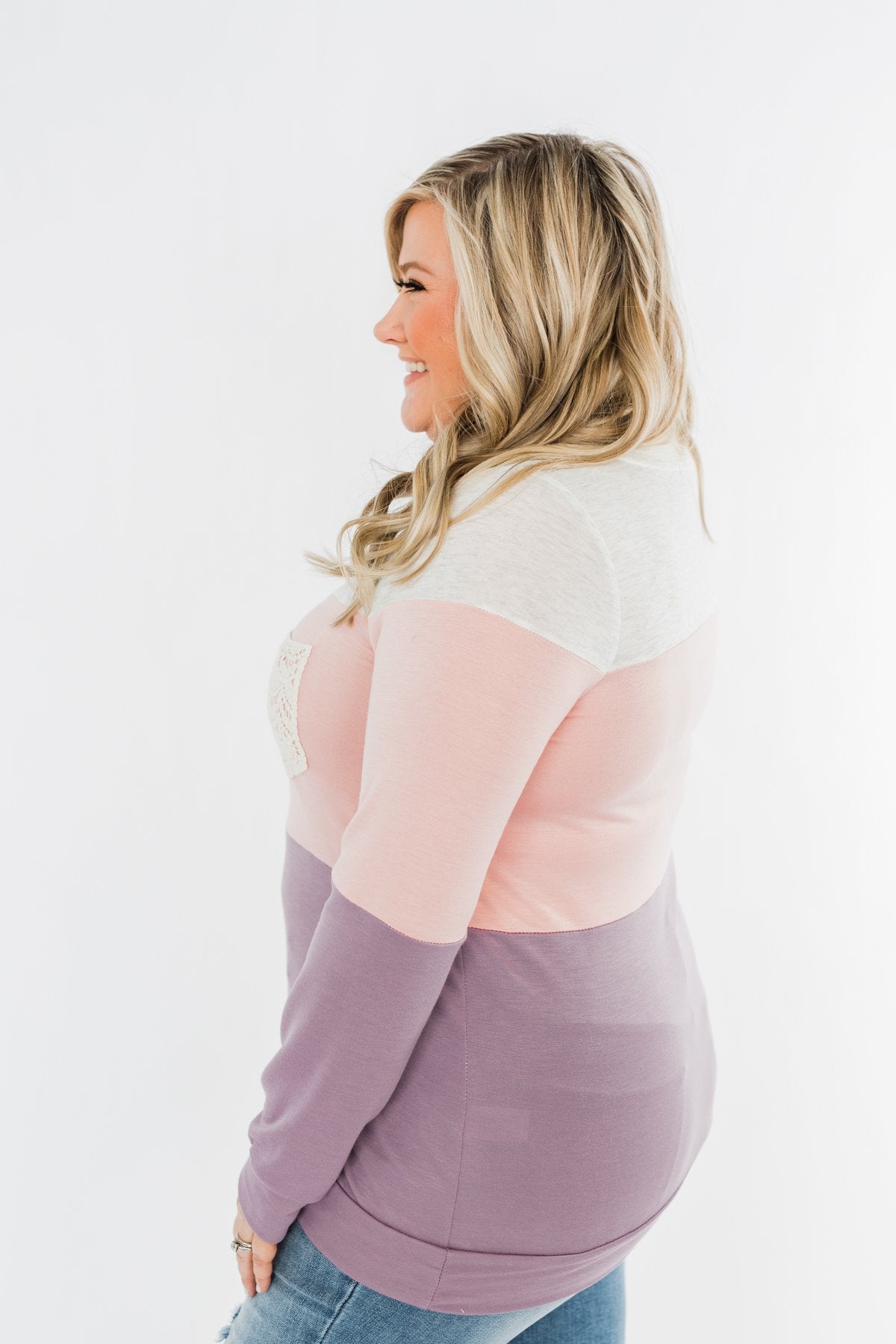 Day Dreamer Color Block Top- Blush & Purple