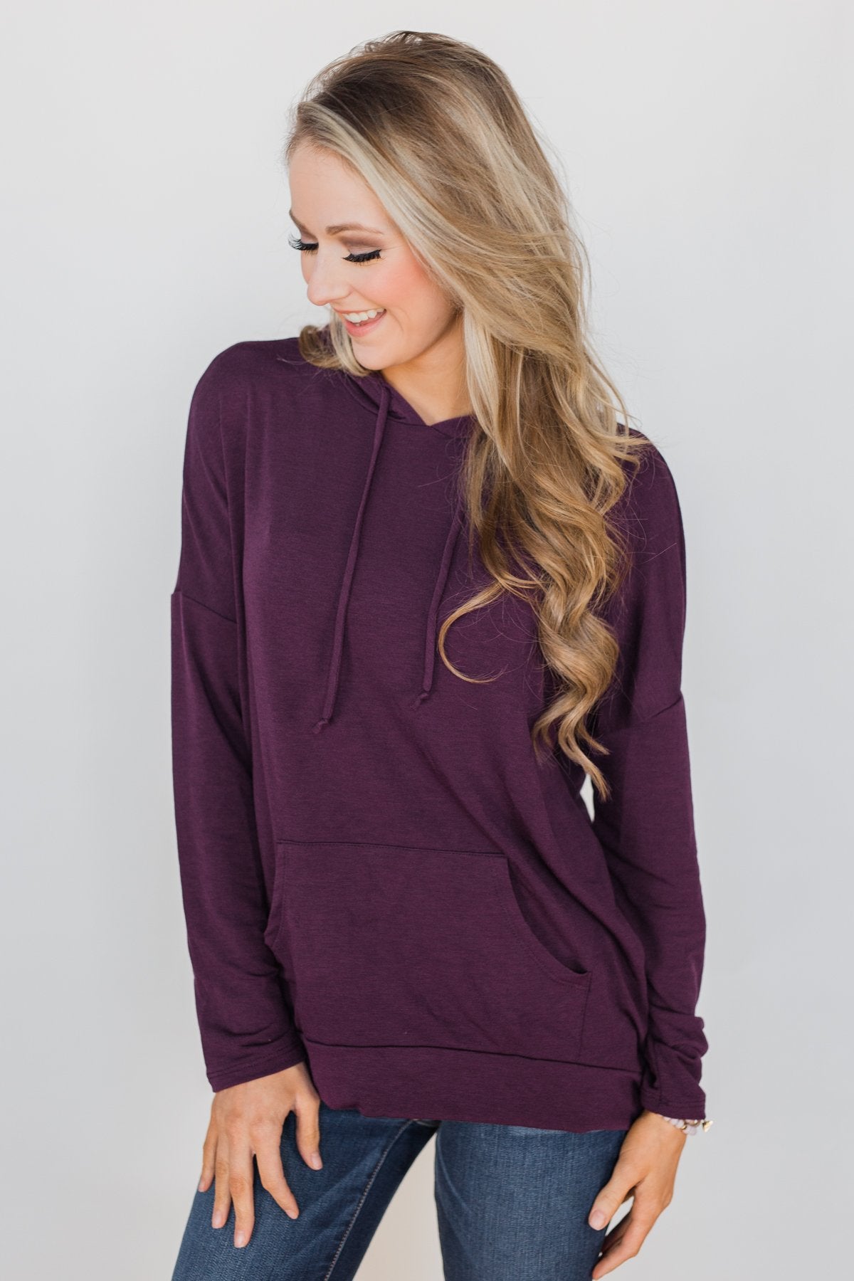 Once In A While Lightweight Hoodie- Eggplant