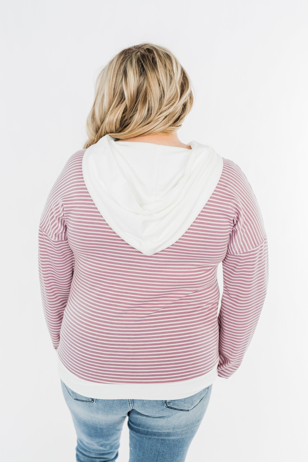 On Your Journey Striped Hoodie- Deep Lavender