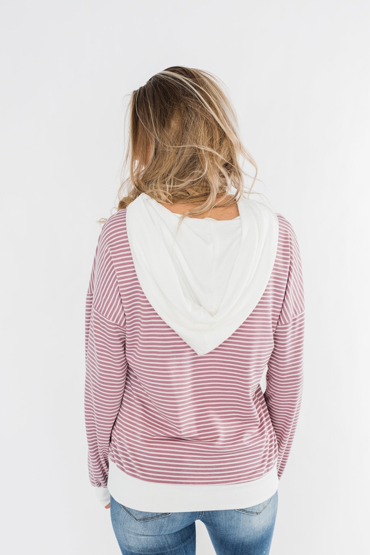 On Your Journey Striped Hoodie- Deep Lavender