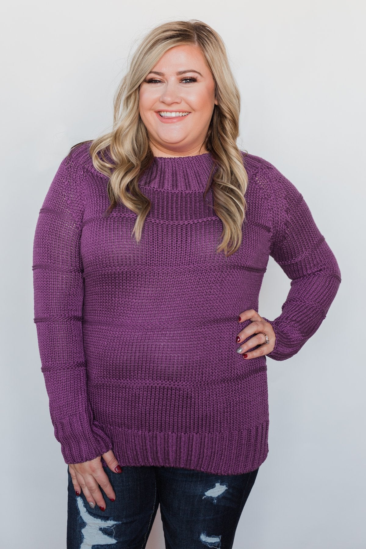 Cuddle Me Close Knitted Sweater- Purple