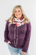 Floral Dreams Cowl Neck Hoodie- Eggplant