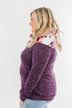 Floral Dreams Cowl Neck Hoodie- Eggplant