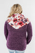Floral Dreams Cowl Neck Hoodie- Eggplant