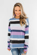 Frosted Mornings Striped Pullover Top- Blue & Purple