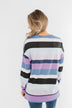 Frosted Mornings Striped Pullover Top- Blue & Purple