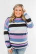 Frosted Mornings Striped Pullover Top- Blue & Purple